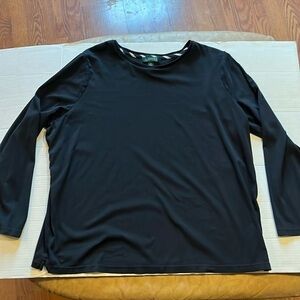 Lauren Ralph Lauren-3X-black-long sleeve, crewneck shirt/top. RLL logo on bottom